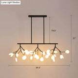 Minimalist Firefly Island Glass Lamp - 27-Bulb Suspended Lighting For Dining Room