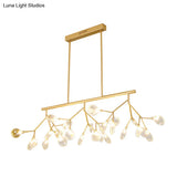 Minimalist Firefly Island Glass Lamp - 27-Bulb Suspended Lighting For Dining Room