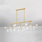 Minimalist Firefly Island Glass Lamp - 27-Bulb Suspended Lighting For Dining Room Gold / Clear