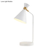 Minimalist Flared Table Light - 1 Metallic Reading Lamp In White/Black Finish