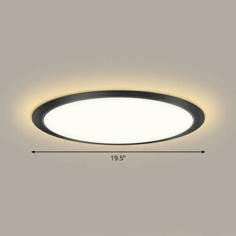 Minimalist Flat Led Flush Mount Ceiling Light For Bedroom - Acrylic Fixture Black / 19.5’ Warm