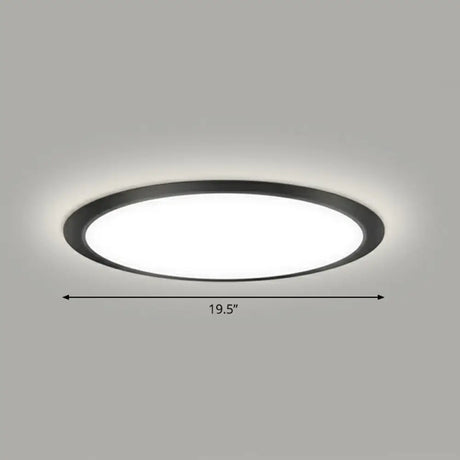 Minimalist Flat Led Flush Mount Ceiling Light For Bedroom - Acrylic Fixture Black / 19.5’ White