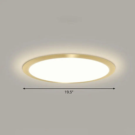 Minimalist Flat Led Flush Mount Ceiling Light For Bedroom - Acrylic Fixture Gold / 19.5’ Remote