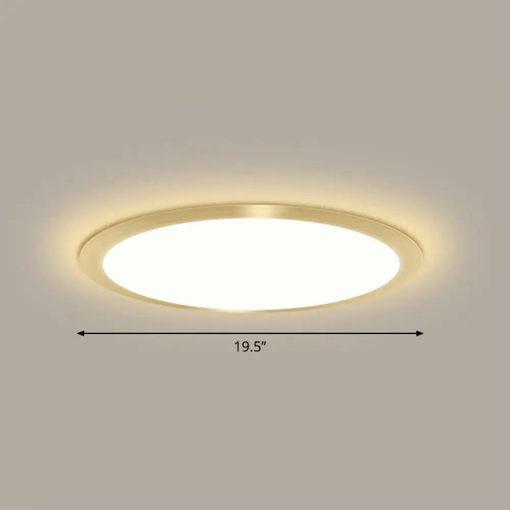 Minimalist Flat Led Flush Mount Ceiling Light For Bedroom - Acrylic Fixture Gold / 19.5’ Warm