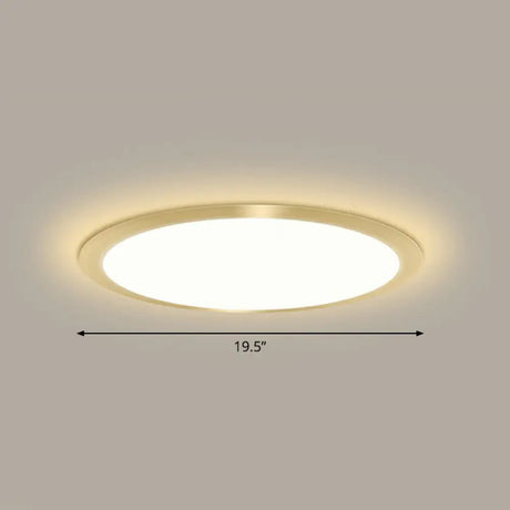 Minimalist Flat Led Flush Mount Ceiling Light For Bedroom - Acrylic Fixture Gold / 19.5’ Warm