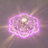 Minimalist Floral Led Crystal Surface Mount Ceiling Light For Hallway Clear / Pink