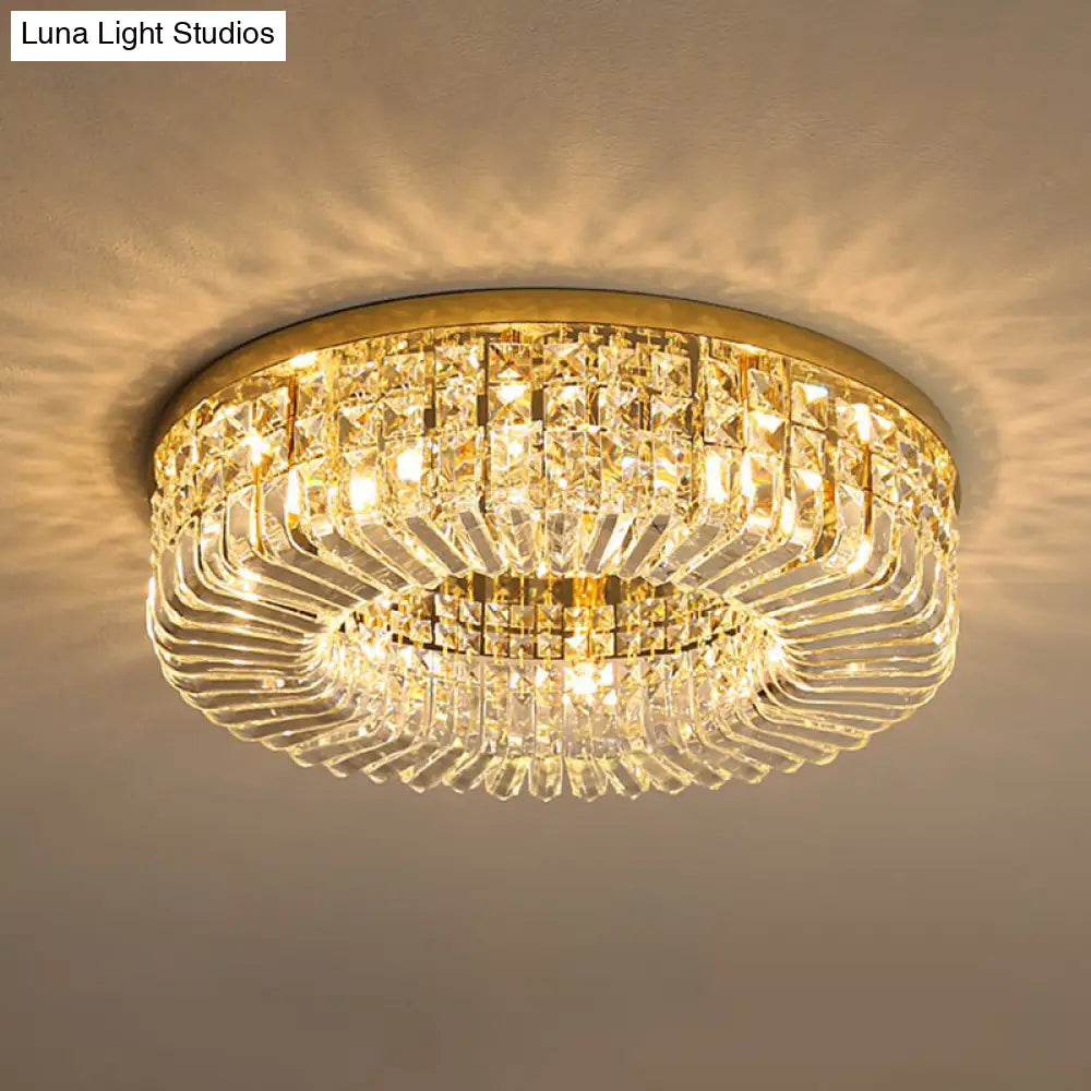 Minimalist Flush Light: Crystal Shade Bedroom Ceiling Lamp Gold / 16