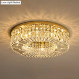 Minimalist Flush Light: Crystal Shade Bedroom Ceiling Lamp Gold / 16