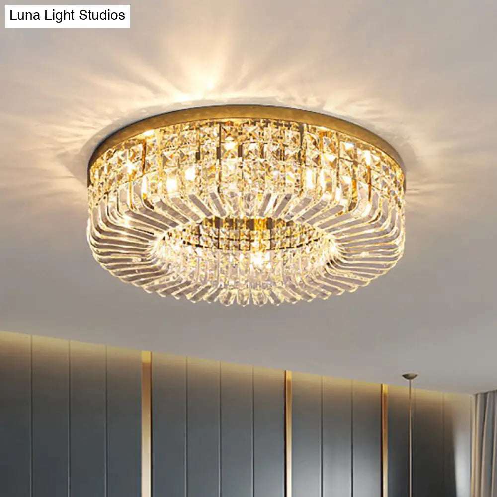 Minimalist Flush Light: Crystal Shade Bedroom Ceiling Lamp
