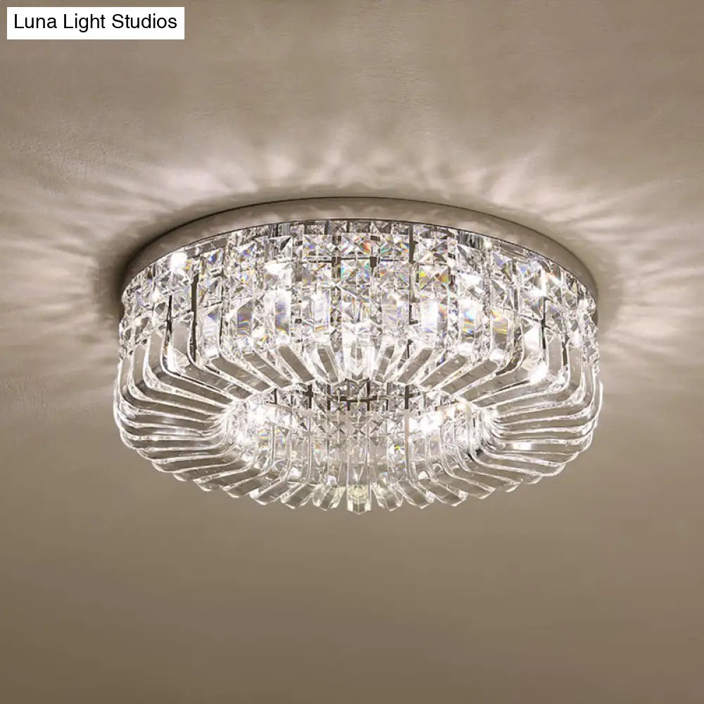 Minimalist Flush Light: Crystal Shade Bedroom Ceiling Lamp Chrome / 16