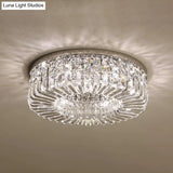 Minimalist Flush Light: Crystal Shade Bedroom Ceiling Lamp Chrome / 16