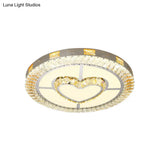 Minimalist Flush Mount Led Chrome Lamp With Beveled Crystal For Sleeping Room