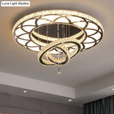 Minimalist Flush Mount Led Crystal Ring Light For Living Room Ceiling