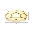 Minimalist Football Design Ceiling Light With Brass Finish – Flush Mount Glass Fixture / 14’
