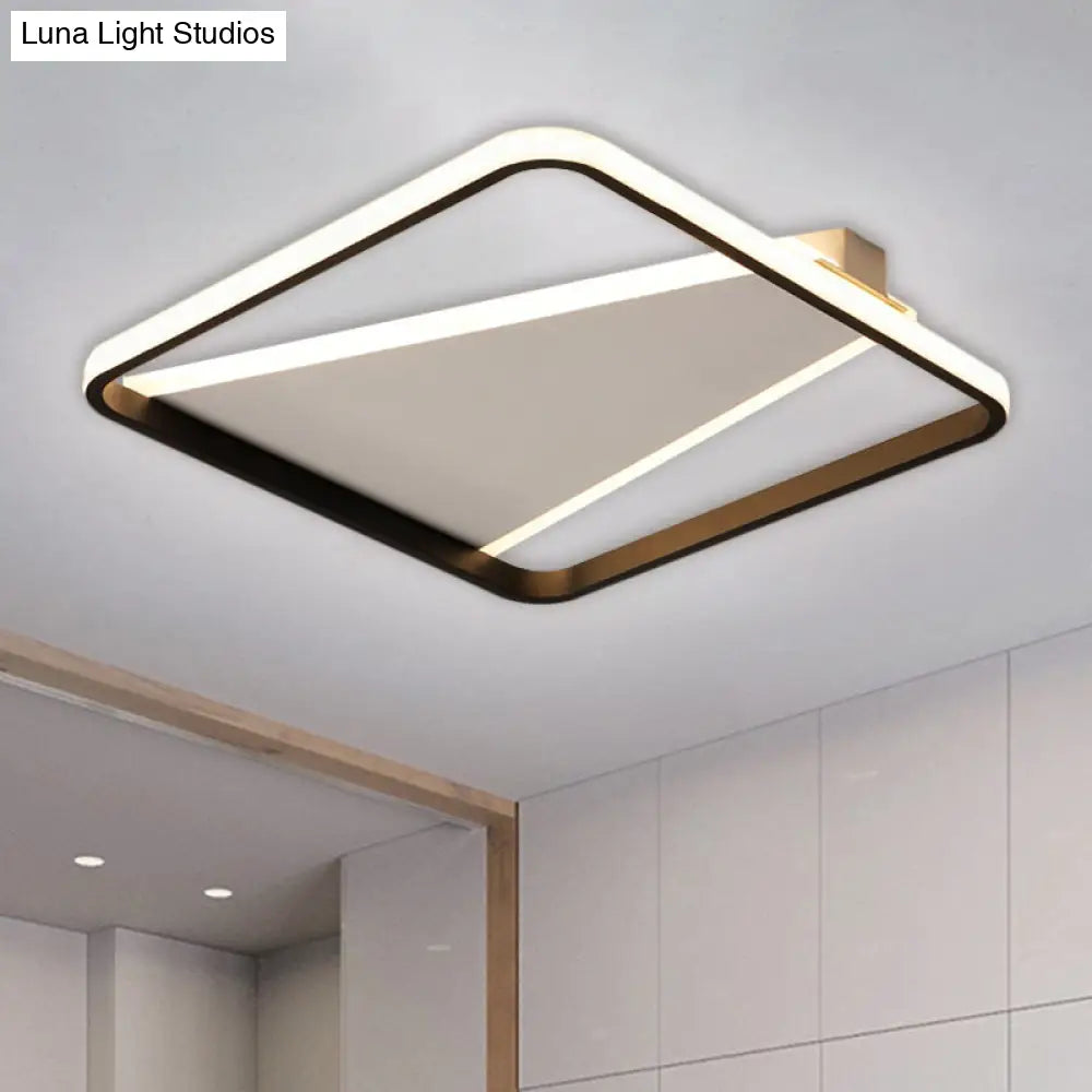Minimalist Geometric Acrylic Led Flush Light - Black Mount 16.5’/20.5’ Width