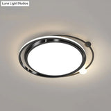 Minimalist Geometric Acrylic Led Flush Mount Ceiling Light For Bedrooms Black / White Round