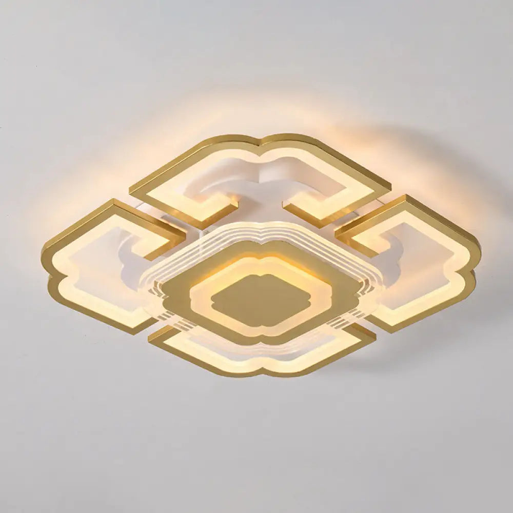 Minimalist Geometric Flush Mount Light - Modern Acrylic Spotlight For Living Room Gold / 19.5 White