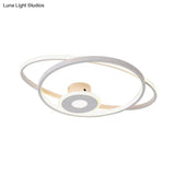 Minimalist Geometric Frame Led Flush Pendant Light For Bedroom With Warm/White Lighting