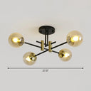 Minimalist Glass Bedroom Semi Flush Mount Ceiling Light In Black 4 / Amber