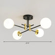 Minimalist Glass Bedroom Semi Flush Mount Ceiling Light In Black 4 / White