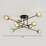 Minimalist Glass Bedroom Semi Flush Mount Ceiling Light In Black 8 / Clear
