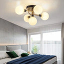 Minimalist Glass Globe Ceiling Flush Mount Light Fixture Cream