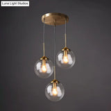 Minimalist Glass Globe Hanging Ceiling Pendant Light Set Of 3 For Restaurants