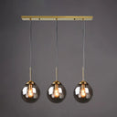 Minimalist Glass Globe Hanging Ceiling Pendant Light Set Of 3 For Restaurants Smoke Gray / Linear