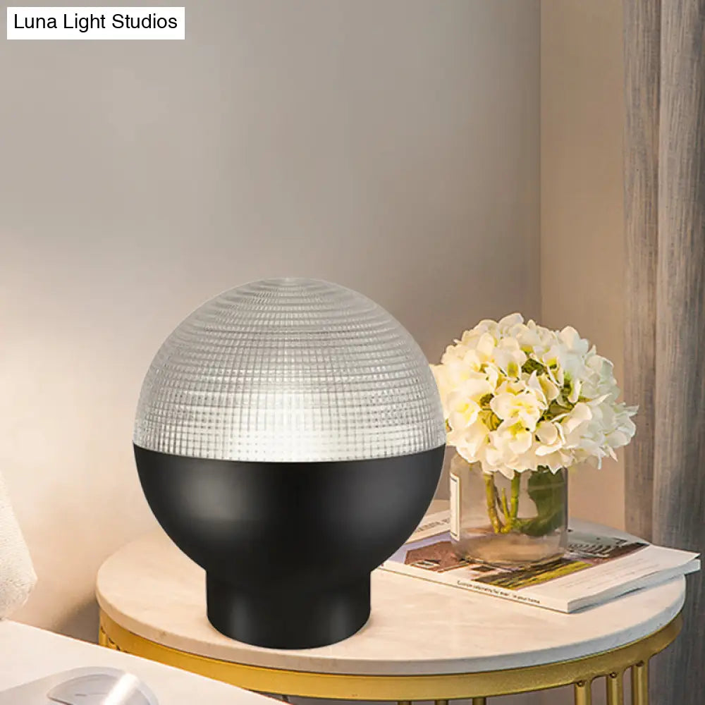 Minimalist Glass Night Lamp With Prismatic Shade | 1-Head Table Lighting In Black/Gold Ideal For