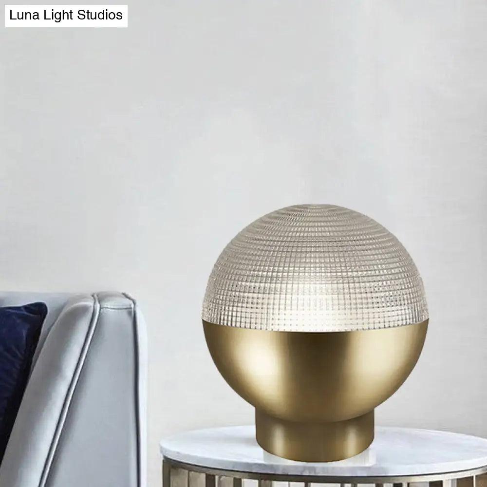 Minimalist Glass Night Lamp With Prismatic Shade | 1-Head Table Lighting In Black/Gold Ideal For