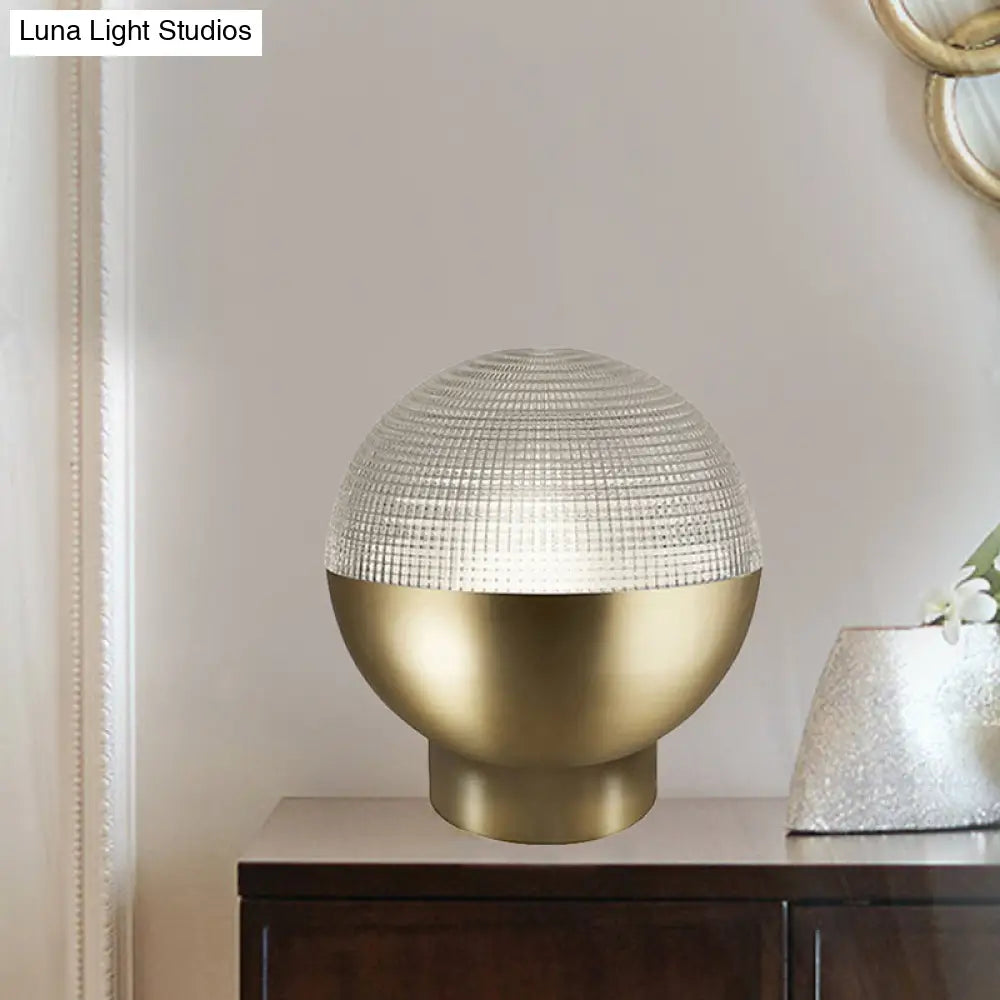 Minimalist Glass Night Lamp With Prismatic Shade | 1-Head Table Lighting In Black/Gold Ideal For