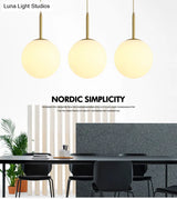 Minimalist Glass Pendant Light In White For Dining Room Table