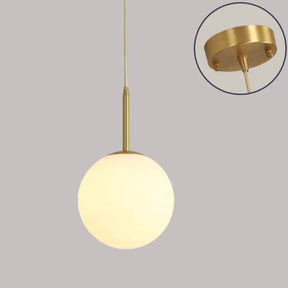 Minimalist Glass Pendant Light In White For Dining Room Table Gold / Round