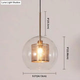 Minimalist Glass Spherical Pendant Light Fixture In Bronze