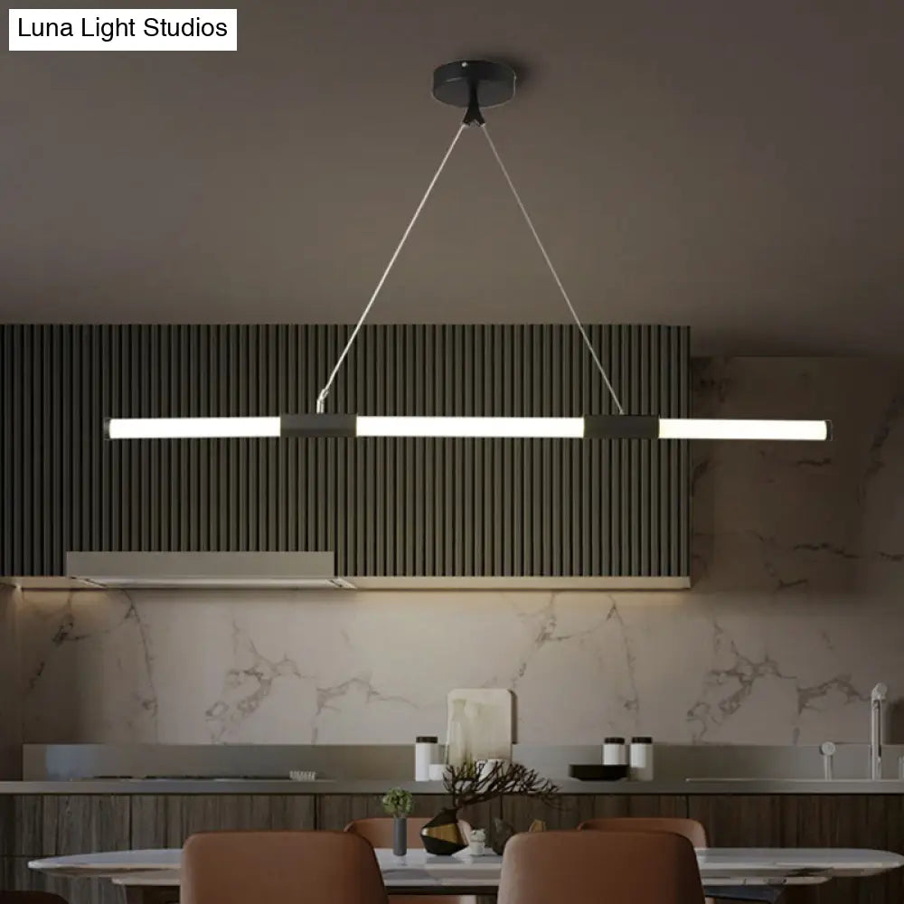 Minimalist Glass Tube Pendant Lamp With Frosted White Shade And Black Led For Offices