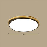 Minimalist Gold And Black Acrylic Round Led Flush Light For Bedroom Ceiling / 16’ Remote Control