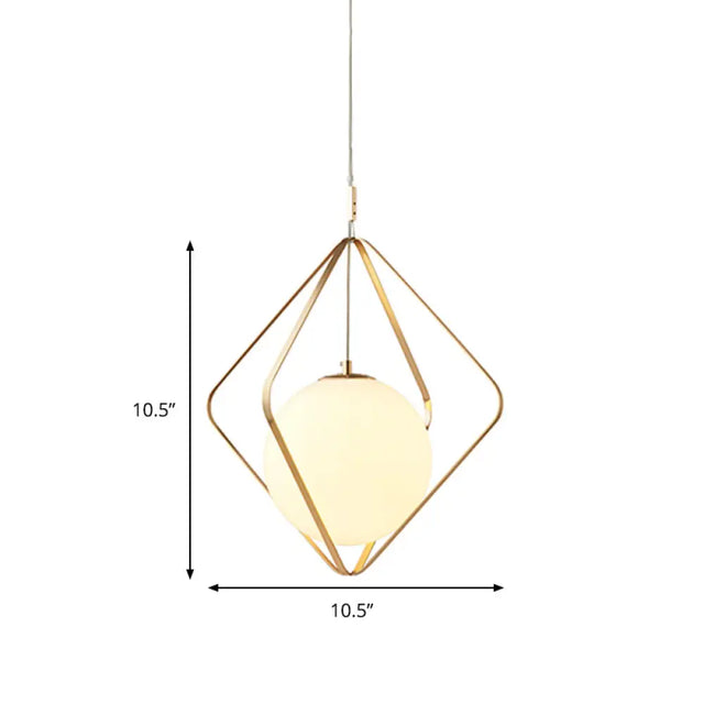Minimalist Gold Pendant Light - 1 Head Led Down Lighting For Bedroom 10.5/16 W