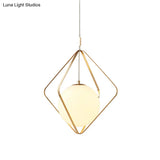 Minimalist Gold Caged Pendant Light - Led Down Lighting For Bedroom (1 Head 10.5’/16’ W)