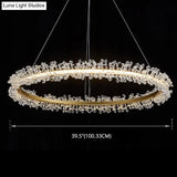 Minimalist Gold Chandelier Led Pendant Light For Bedroom - K9 Crystal Round Suspension Design