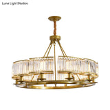 Minimalist Gold Circle Crystal Prism Chandelier For Restaurants