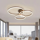 Minimalist Gold/Coffee 3-Ring Led Ceiling Light In Warm/White Coffee / Warm
