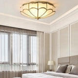 Minimalist Gold Dome Flush Mount Ceiling Light With Cream Glass - Ideal For Bedroom Lighting 3 /