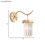 Minimalist Gold Finish Crystal Wall Lamp With Rectangular Tube Design