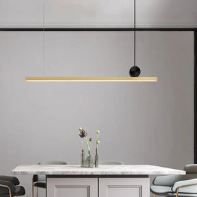 Minimalist Gold Finish Linear Pendant Lighting - 34.5/46.5 Wide Led Acrylic Island Overhead Light /