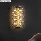Minimalist Gold Floral Sconce Light With Crystal Shade - Wall Mount Lighting For Bedroom