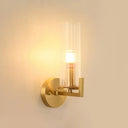 Minimalist Gold Glass Wall Sconce With Single Bulb For Foyer / Clear