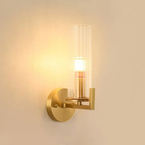 Minimalist Gold Glass Wall Sconce With Single Bulb For Foyer / Clear