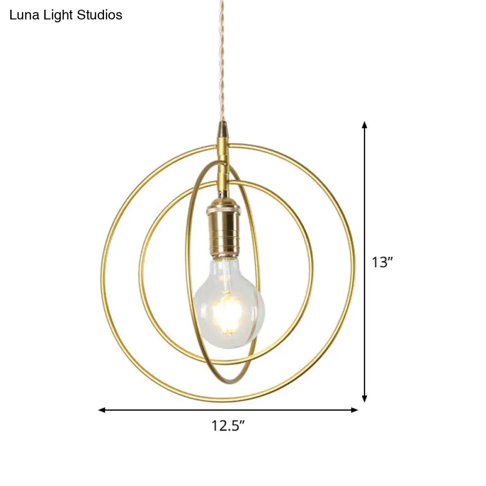 Minimalist Gold Hanging Pendant Lamp Fixture With 1 Light For Living Room