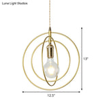Minimalist Gold Hanging Pendant Lamp Fixture With 1 Light For Living Room