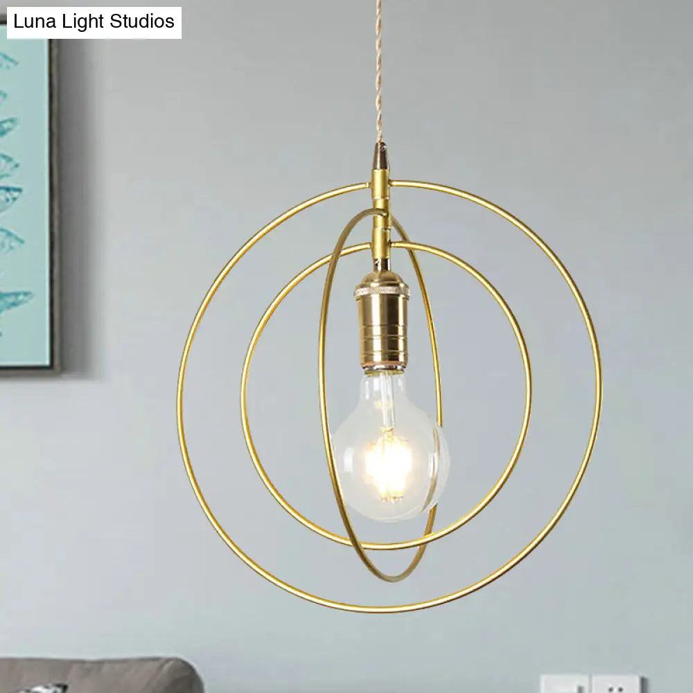 Minimalist Gold Hanging Pendant Lamp Fixture With 1 Light For Living Room